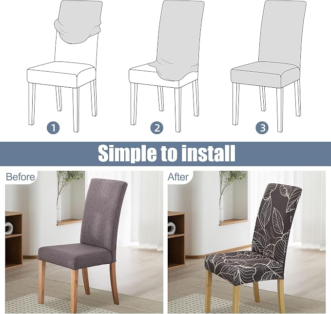 BIETYONE Stretch Dining Chair Covers Set of 4, Soft Removable Washable Kitchen - Image 4