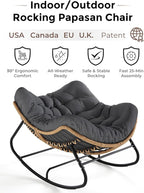 SWITTE Outdoor Papasan Rocking Chair, Oversized Patio Egg Chair - Image 3