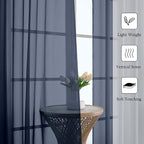 Navy Blue Sheer Curtains 90 Inches Long 2 Pcs, Soft Airy Light Filtering Home - Image 2