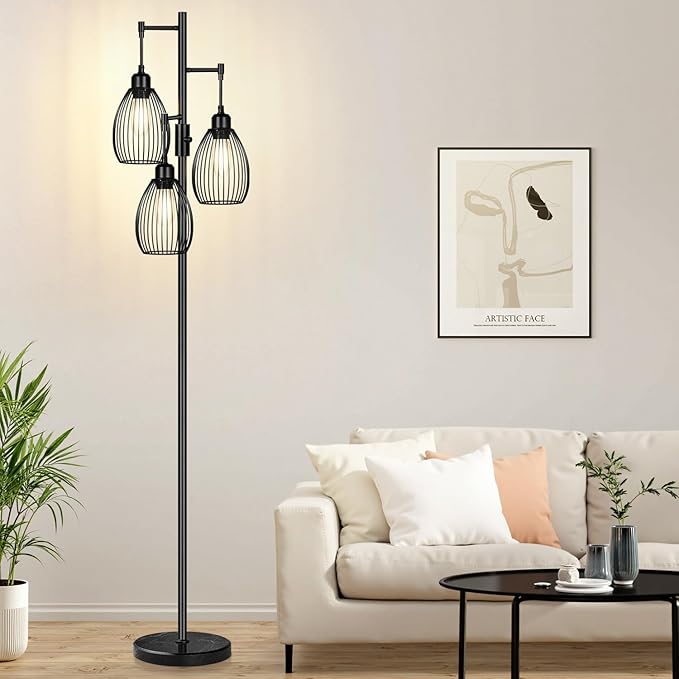 Dimmable Floor Lamp, 3x800LM LED Bulbs Included, Farmhouse Industrial Floor by Nintiue