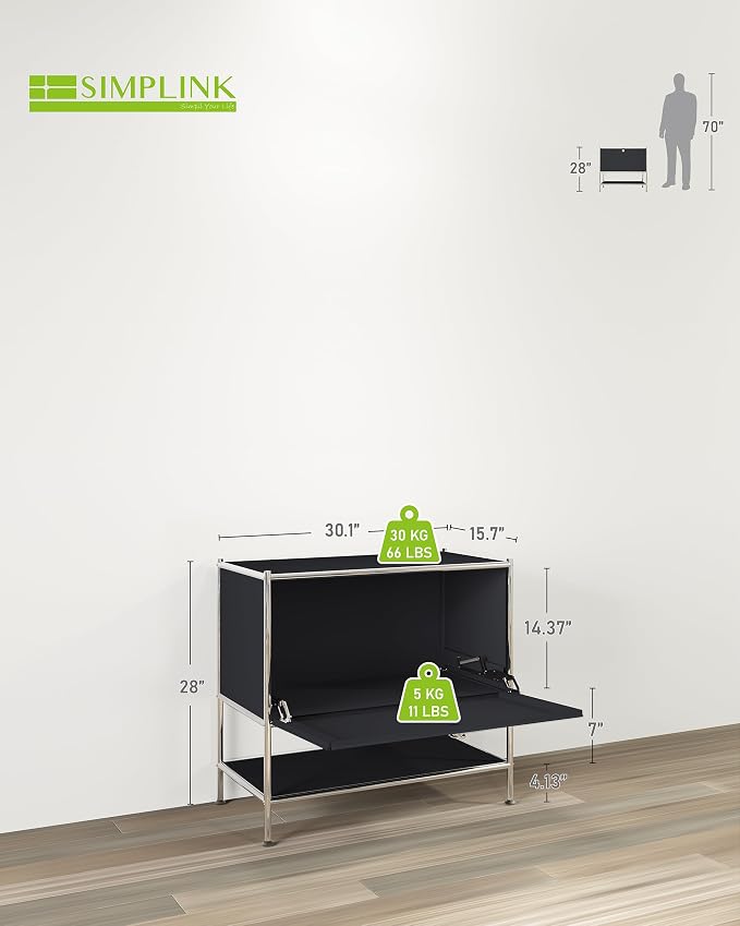 Metal Sidetable with Flap Door, 27.5" Height - Image 3