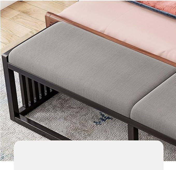 Modern Decor Bench Solid Wood New Chinese Style Bed End Stool Shoe Bench - Image 4