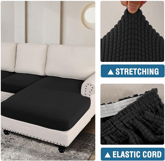 H.VERSAILTEX Sectional Couch Covers 3 Pieces Sofa Seat Cushion Covers L Shape - Image 6