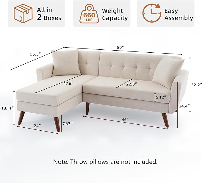 Tbfit L Shaped Couch Sofa, 3 Seater Sofas - Image 2