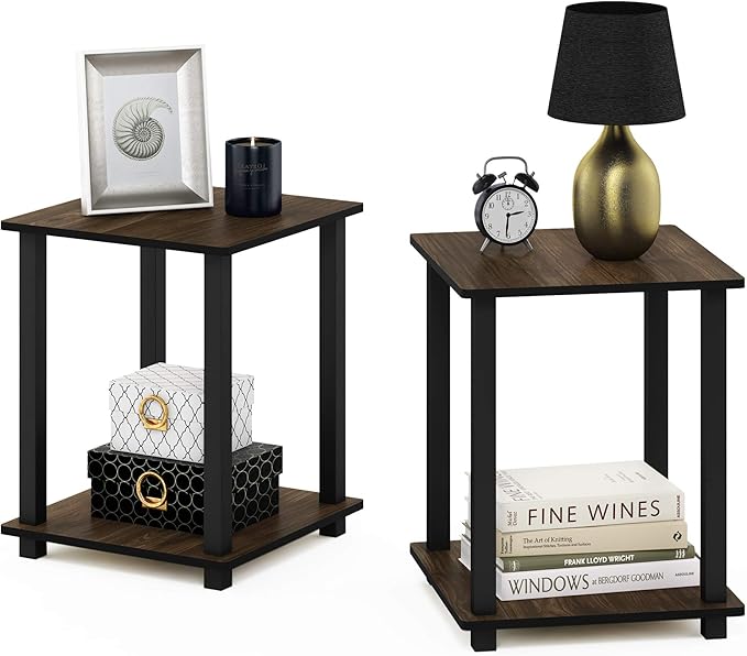 Furinno SIMPLISTIC Side Table Set of 2, 2-Tier Square Modern End Table by Furinno-FitsYourSpaceFitsYourBudget