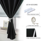 Blackout Curtains with Self Adhesive Tape No Rod No Drill Easy Install Window - Image 2