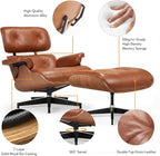 Top Grain Leather, Mid Century Chaise Lounge Chair and Ottoman, Reading Chair - Image 4