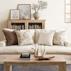 Set of 2 Decorative Floral Pillow Covers 18x18 Inch Light Brown | Neutral - Image 4