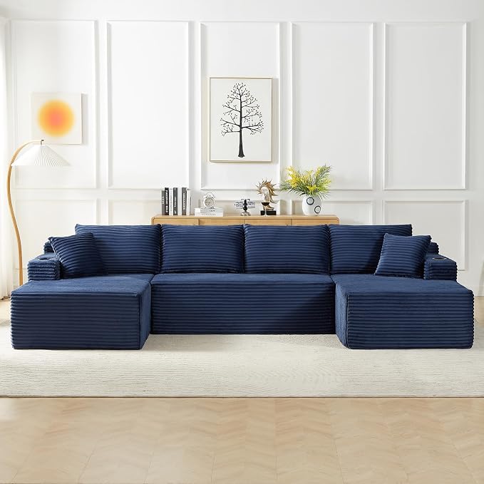 134 Inch Modular Sectional Sleeper Sofa, Boneless Cloud Couch by HANXIN