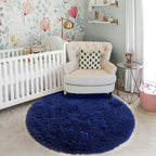 Amdrebio Navy Blue Small Round Shag Area Rug 3Ft - Image 7