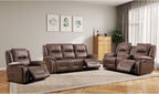 EBELLO Faux Leather Manual Recliner Sofa Set, 1 Seat Reclining Chair, a Loveseat - Image 6