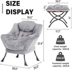 Lazy Chair with Ottoman, Modern Accent Lounge Leisure Sofa with Armrests - Image 3