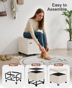 ABHENG Velvet Cover Steel Frame Ottoman - Image 4