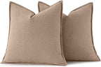 MIULEE Decorative Linen Pillow Covers 18x18 Inch Camel | Boho Farmhouse​ - Image 6