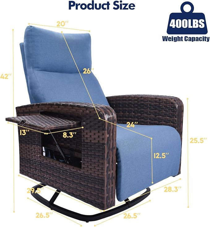 ZZW Outdoor Recliner Chair, Wicker Patio Recliners - Image 2