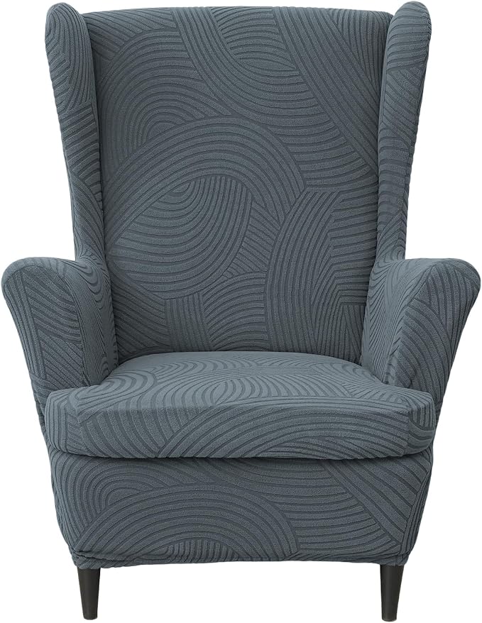 HAOYONG Wing Chair Slipcovers Printed Wingback Chair Covers 2 Pieces Wingback by HAOYONG