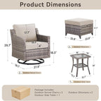 5 Pieces Outdoor Patio Furniture Set-All-Weather Wicker Patio Swivel Glider - Image 8