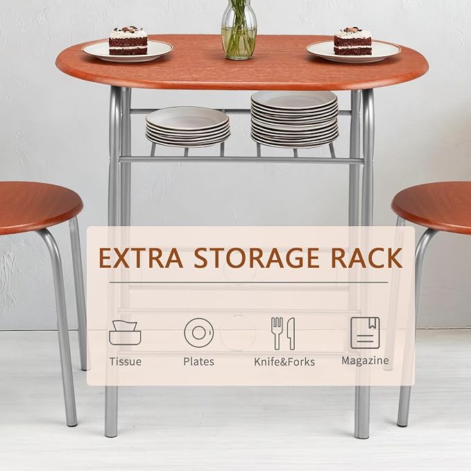 VINGLI 3 Piece Dining Set, Small Kitchen Table Set - Image 7
