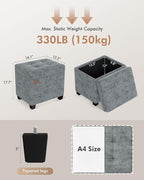 ABHENG Chenille Metal Framed Storage Ottoman, 12.2" D x 16.1" W x 17.7" H - Image 3