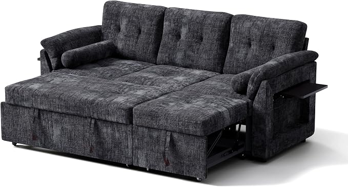Convertible Sleeper Sofa Bed, 63 Inch Chenille Pull Out Couch - Image 11
