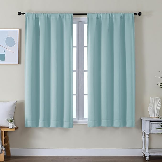 Simplebrand Ava Aqua Short Blackout Curtains by Simplebrand