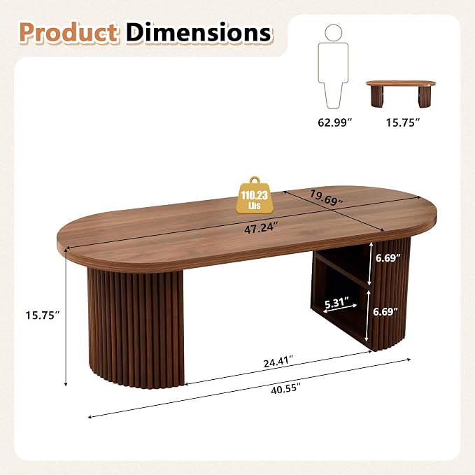 Oval Fluted Coffee Table - Image 2