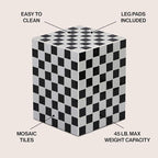 JONATHAN Y Callista 18-Inch Light Gray/Black Modern Ceramic Tiled Cube Side - Image 3