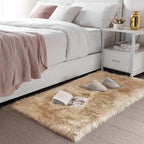 SERISSA 2x4 Fluffy Beige Faux Sheepskin Fur Area Rug - Image 2