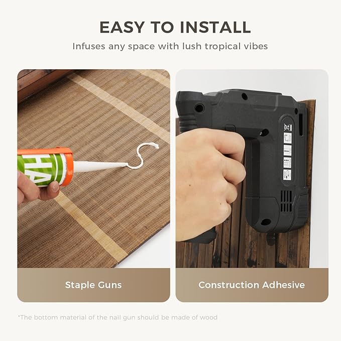 OUZUGIE 1 Pack 96x48 Inch Natural Bamboo Wall Panel – Brown Burned Pole Wrap - Image 5