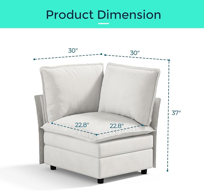 LINSY HOME Corner Seat Modular for Sectional Sofa Couch, Cloud Sofa Corner Seat - Image 3