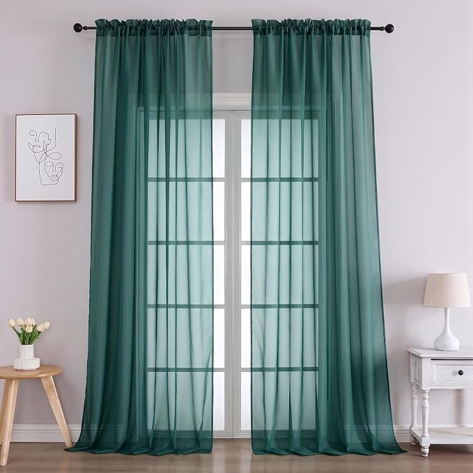 Hunter Green Bedroom Curtains 2 Panel Sets 96 Inch Length, 59 Inch Extra Wide by OVZME