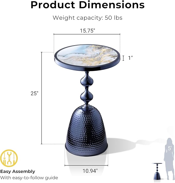 Homes: Inside + Out Halric Modern 25" Tall Round End Table - Image 3