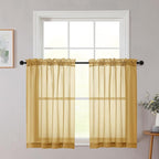 Cafe Curtains 36 Inch Length Tier 2 Pieces, Modern Soft Airy Sheer Kitchen by WelvetBLK