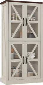 DWVO 66" Storage Cabinet, Tall Bookshelf Display Cabinet, 4 Shelves Curio - Image 5