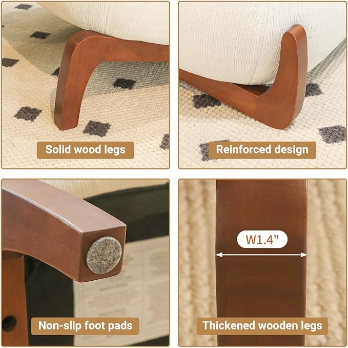 KEIKI Accent Chair with Solid Wood Legs, Velvet Single Seat Sofa - Image 3