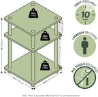 Furinno Turn-N-Tube Side Table, 3-Tier Square Modern End Table, Toolless Open - Image 3