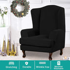 Turquoize Wingback Chair Covers 2 Piece Wing Chair Slipcover Stretch Slipcovers - Image 2