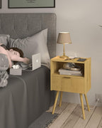 JOONEE Nightstand with Outlet, Modern Bedside Table with Storage Drawer and - Image 6