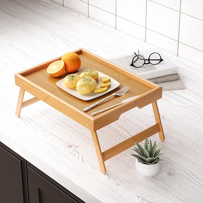 Fibogollo 4 Pack Bamboo Bed Tray Table - Image 6