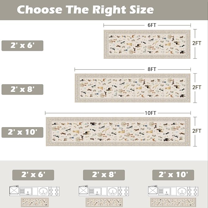 Beige Floral Hallway Runner Rug 2x6 - Image 2