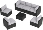 Aoxun 7 Piece Patio Furniture Set, Wicker Rattan Patio Sectional Sofa, Outdoor - Image 8