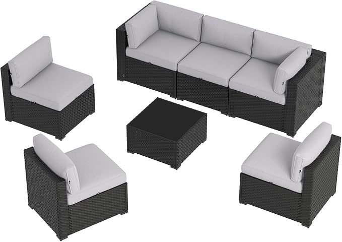 Aoxun 7 Piece Patio Furniture Set, Wicker Rattan Patio Sectional Sofa, Outdoor - Image 8