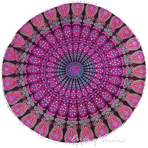32" Purple Pink Mandala Floor Pillow Cover Meditation Cushion Seating Throw - Image 4
