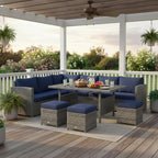 Tangkula 7 Pieces Patio Furniture Set, Outdoor Sectional Rattan Dining Sofa Set - Image 3