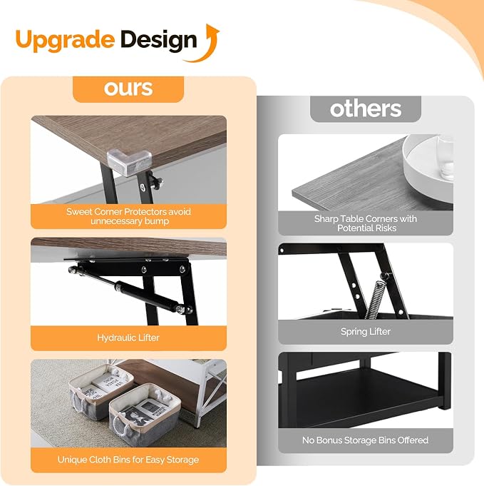 VINGLI 36" Lift Top Coffee Table - Image 4