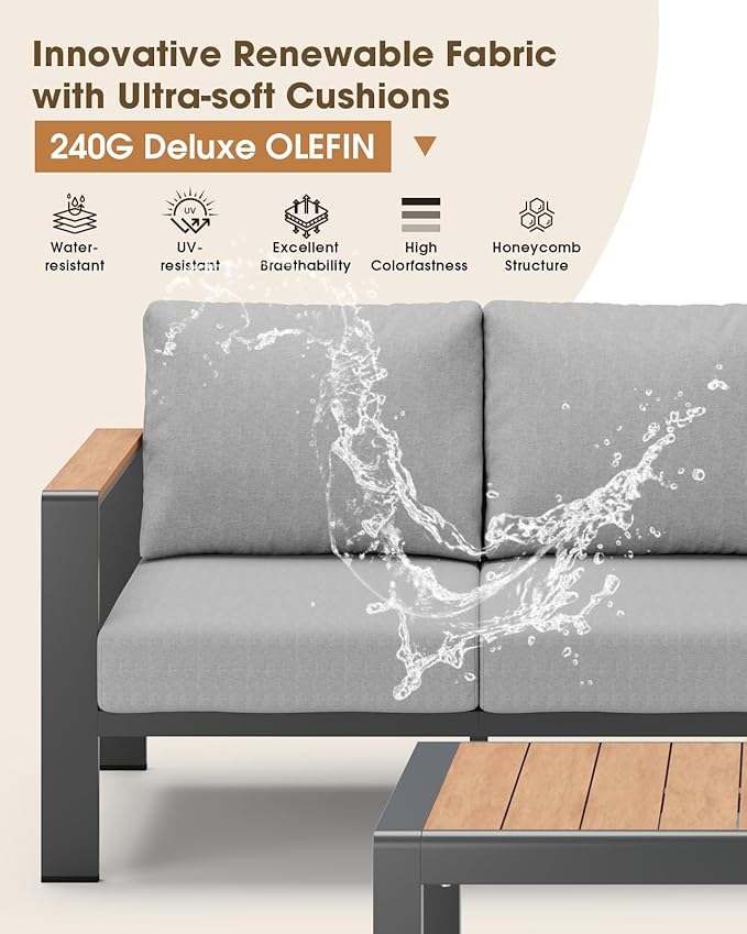 Aluminum Outdoor Patio Furniture Set, 11 Seats Patio Conversation Sets - Image 3