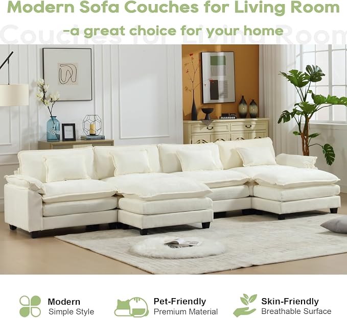 Oprisen 154" Modular Sectional Sofa, Comfy Cloud Couch Sectional Sofa - Image 7