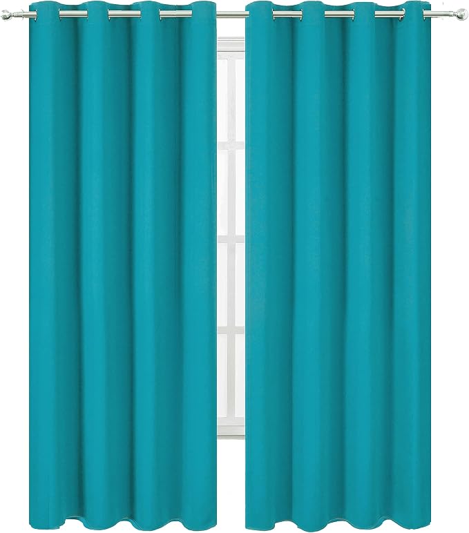 Blackout Curtains 66 x 95 inch/Teal Curtains Set of 2 Panels/Thermal Insulated - Image 2