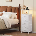 Somdot White Nightstand with Charging Station and LED Light - Image 2