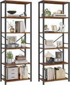 Furologee 6 Tier Book Shelf Set of 2, Tall Wide Bookshelf, Industrial Open by Furologee